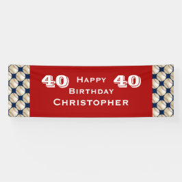 40日45日バースデーパーティー野球レッドブルー 横断幕