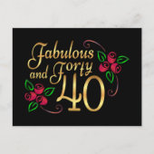 40本の素敵な金色 黒 赤のバラの誕生日 ポストカード (正面)