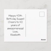 40本の素敵な金黒赤バラ誕生日 ポストカード (裏面)