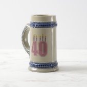 40本の蝋燭(ピンク/紫色) ビールジョッキ (正面左)