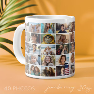 40枚のフォトコラージュ - 小さい写真 ジャンボコーヒーマグカップ