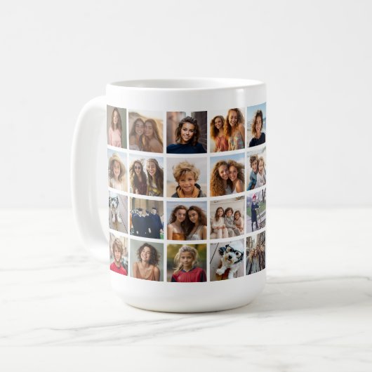 40枚の写真のコラージュ – 4行10列 – 白 コーヒーマグカップ (正面左)