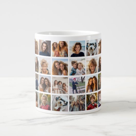 40枚の写真のコラージュ – 4行10列 – 白 ジャンボコーヒーマグカップ (正面)