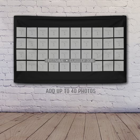 40枚の写真を使用した卒業テーマ – カラー編集可能 横断幕