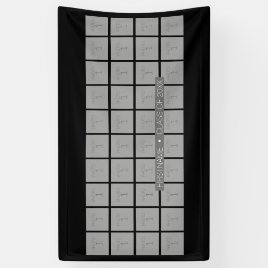 40枚の写真を使用した卒業テーマ – カラー編集可能 横断幕 (縦)