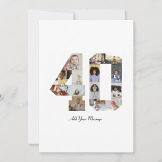 40枚の写真コラージュ サンキューカード