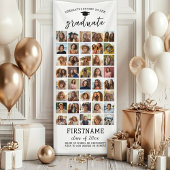 40枚の写真コラージュ 卒業式 現代的 ミニマル 白 横断幕