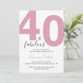 40歳おめでとう スクリプト ピンクの40歳の誕生日パーティー 招待状 (スタンド正面)