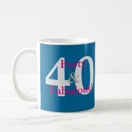 40歳おめでとう！楽しいお誕生日ブルーホットピンク コーヒーマグカップ