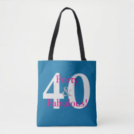 40歳おめでとう！青とピンクのカスタムバースデー トートバッグ