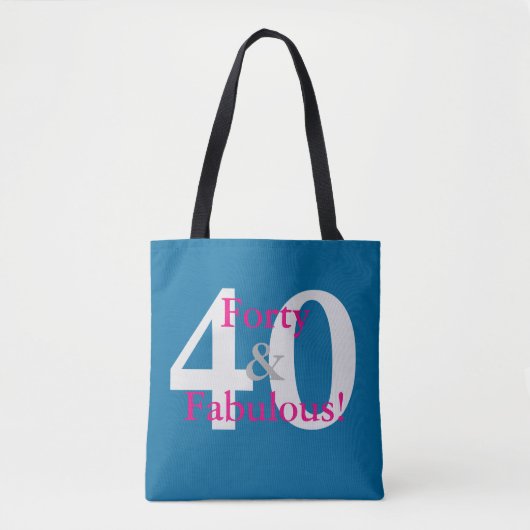 40歳おめでとう!青とピンクのカスタムバースデー トートバッグ (正面)