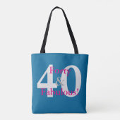 40歳おめでとう!青とピンクのカスタムバースデー トートバッグ (裏面)