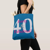 40歳おめでとう!青とピンクのカスタムバースデー トートバッグ (クローズアップ)