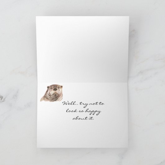 40歳おもしろいの誕生日かわいいカワウソ自然、野生動物 カード (内部)