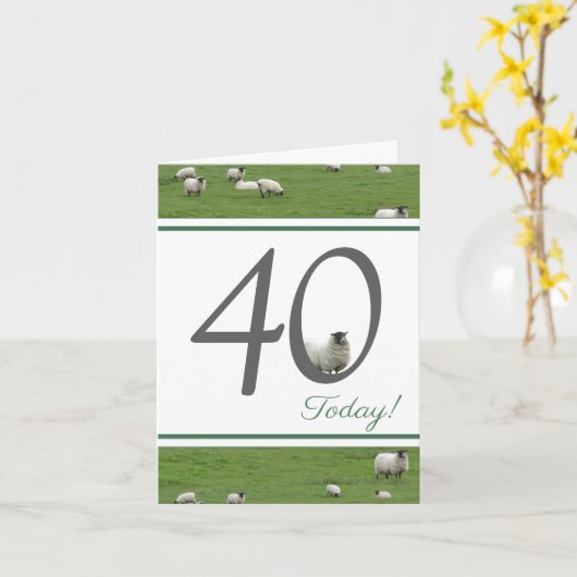 40歳おもしろいの誕生日の羊のカード カード (黄色い花)