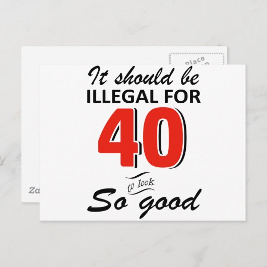 40歳おもしろいの誕生日デザイン ポストカード (正面/裏面)