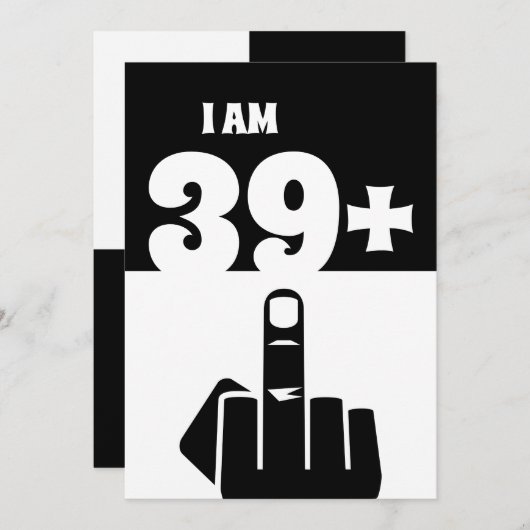 40歳おもしろいの誕生日プレゼント39プラス1市松模様に 招待状 (正面/裏面)