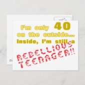 40歳おもしろいの誕生日プレゼント ポストカード (正面/裏面)