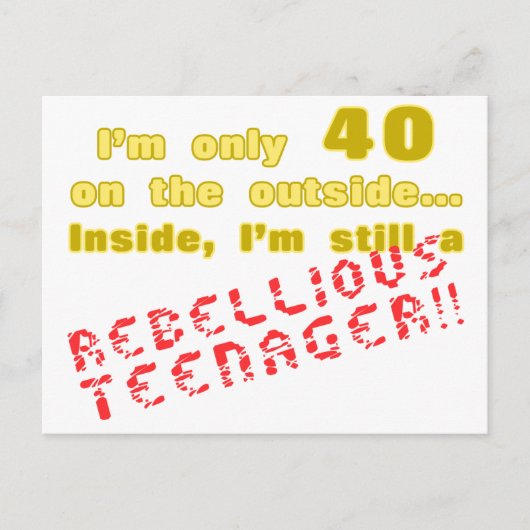 40歳おもしろいの誕生日プレゼント ポストカード (正面)