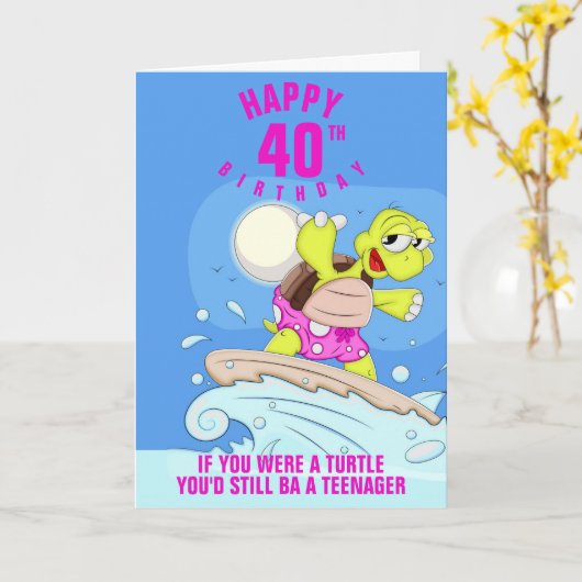 40歳おもしろいの誕生日引用文 カード (黄色い花)