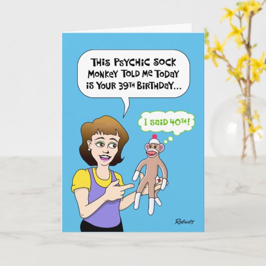 40歳おもしろいの誕生日 カード (黄色い花)