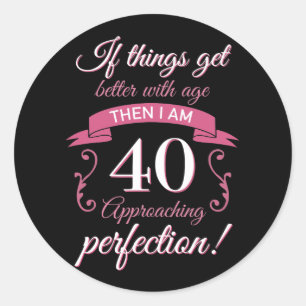 40歳おもしろいの誕生日「完璧」 ラウンドシール