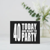 40歳おもしろいの誕生日：40今日とパーティー準備 ポストカード (スタンド正面)