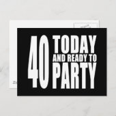 40歳おもしろいの誕生日：40今日とパーティー準備 ポストカード (正面/裏面)