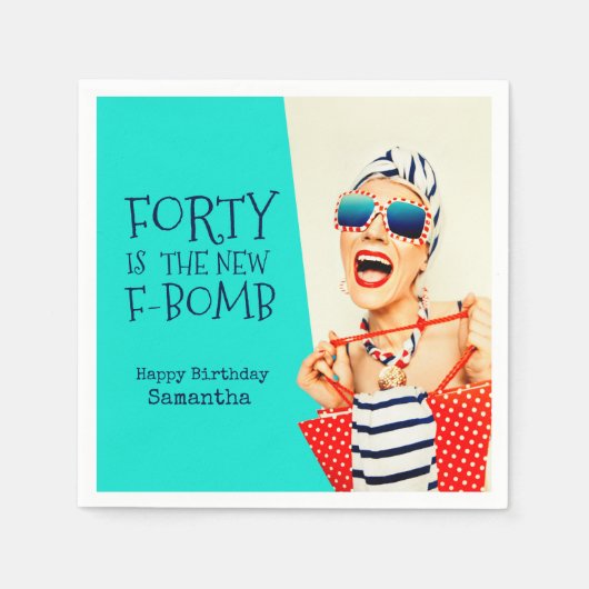 40歳おもしろいは新しいF爆弾40歳の誕生日 スタンダードカクテルナプキン (正面)