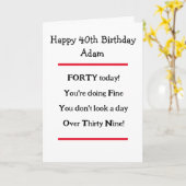 40歳おもしろい誕生日の詩誕生日カード カード (黄色い花)