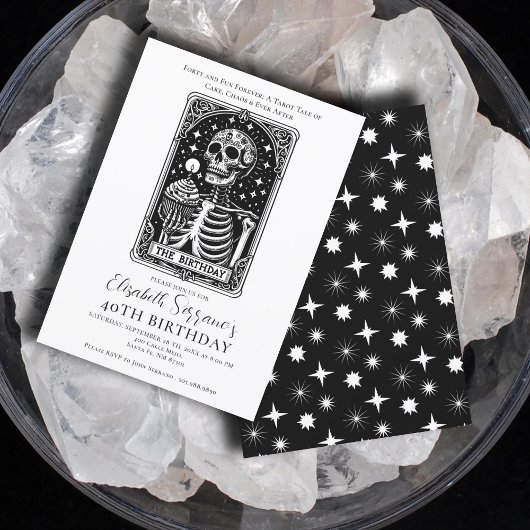 40歳おもしろい誕生日ゴシックタロットブラック 招待状