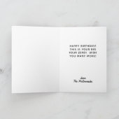 40歳おもしろい誕生日ピンクグリッターパーソナライズされた カード (内部)