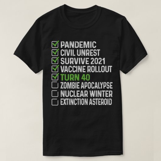 40歳おもしろい誕生日Tee 40歳チェックリスト202 Tシャツ (デザイン正面)