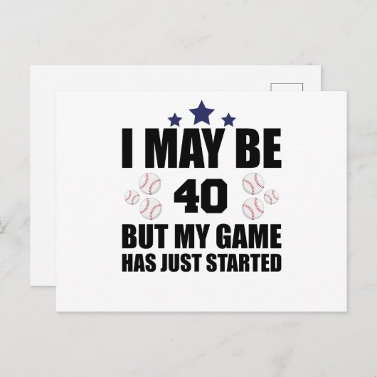 40歳おもしろい誕生野球ファン40歳誕生 ポストカード (正面/裏面)