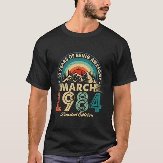 40歳おもしろい1984年3月ヴィンテージ40歳 Tシャツ (正面)