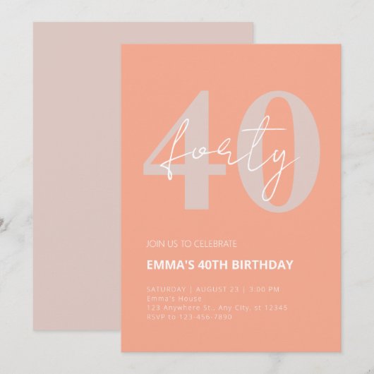 40歳お祝い 招待状 (正面/裏面)