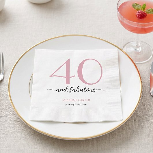 40歳お誕生日おめでとう 名前入り 40歳の誕生日パーティー スタンダードカクテルナプキン