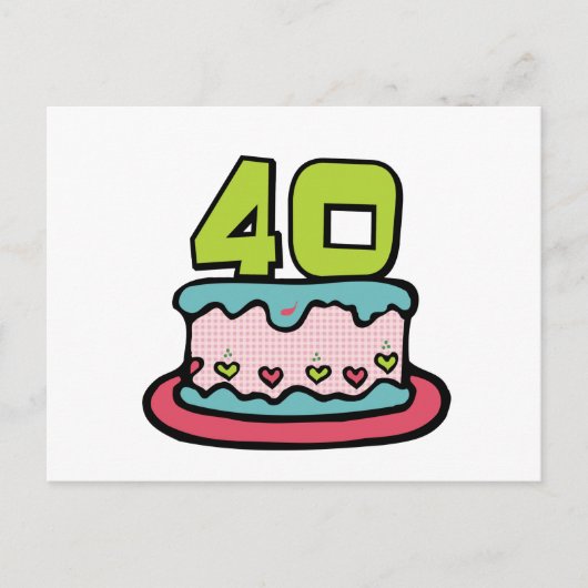 40歳お誕生日ケーキ ポストカード (正面)