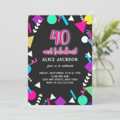 40歳で最高に輝く ブラックレトロ誕生日 招待状 (スタンド正面)