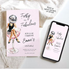 40歳で素敵なディスコバースデーカスタム招待状 招待状