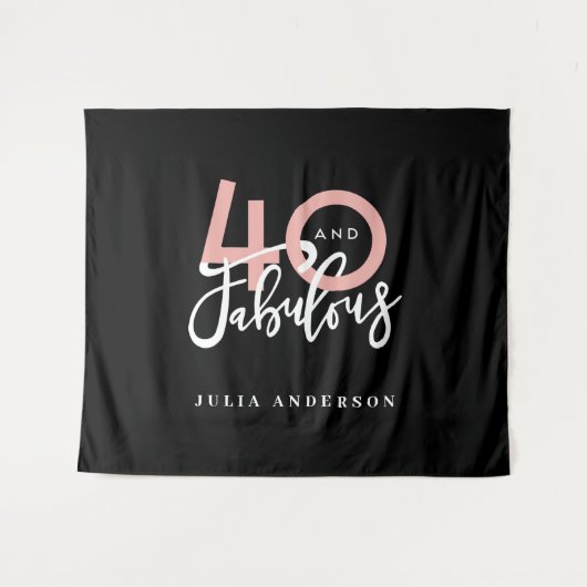 40歳で素敵なピンクとミントのガーリーな誕生日 タペストリー (正面(横))