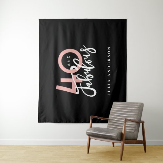 40歳で素敵なピンクとミントの女の子の誕生日 タペストリー (インサイチュ)