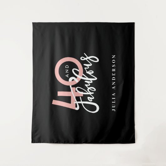 40歳で素敵なピンクとミントの女の子の誕生日 タペストリー (正面)