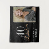 40歳で素敵なモダンなブラック 40歳の誕生日写真 タペストリー (正面)