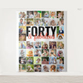 40歳で素敵に輝く40枚の写真コラージュ誕生日 タペストリー (正面)