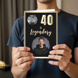 40歳と伝説2枚の写真40歳の誕生日金ゴールド カード