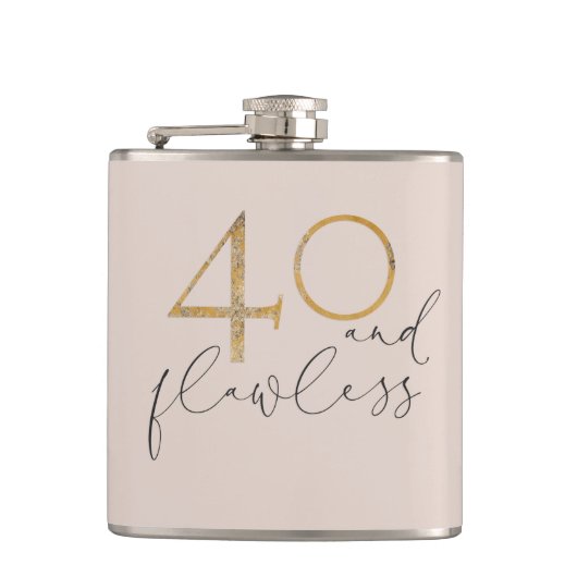 40歳と完璧なピンクと金ゴールド40歳の誕生日 フラスク (正面)