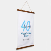 40歳と新たな誕生日 名前 日付 青い 太字 番号 吊り下げ型タペストリー (傾斜あり)