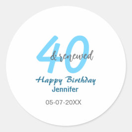40歳と新たな誕生日 名前 日付 青 大きい数字 ラウンドシール