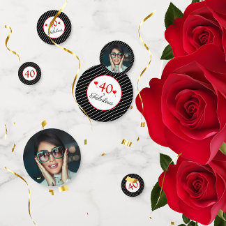 40歳と素晴らしいハート40歳の誕生日フォトブラック コンフェッティ